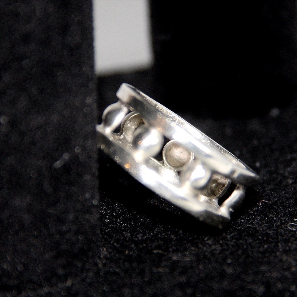 Taxco Sterling Silver 925 Bead Double Rail Band Ring Size 10.5 Mexico Modernist - Picture 4 of 7